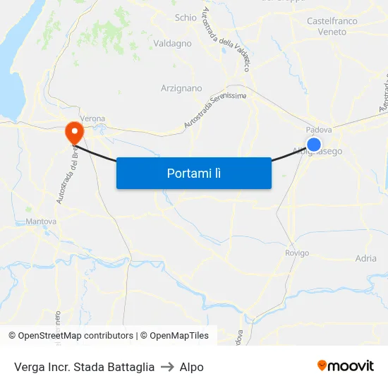 Verga Incr. Stada Battaglia to Alpo map