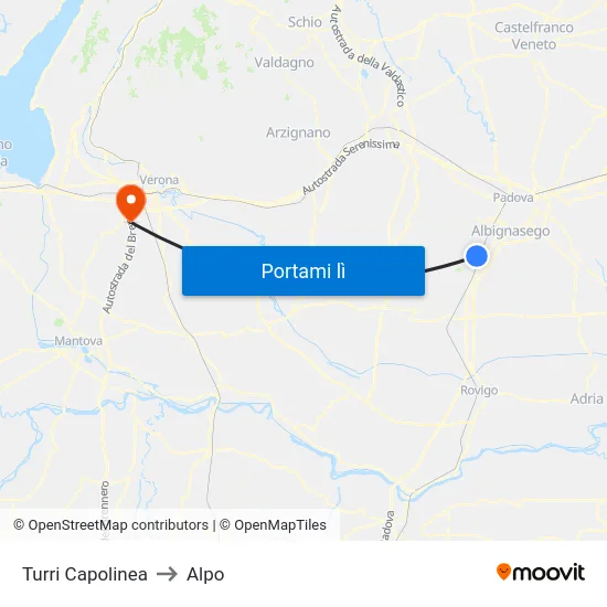 Turri Capolinea to Alpo map