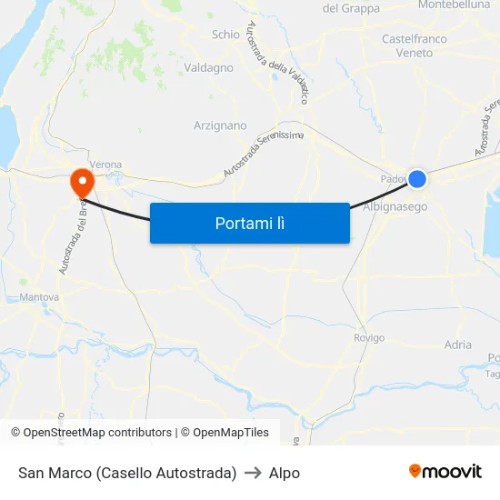 San Marco (Casello Autostrada) to Alpo map