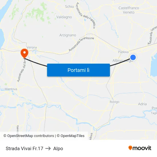 Strada Vivai Fr.17 to Alpo map