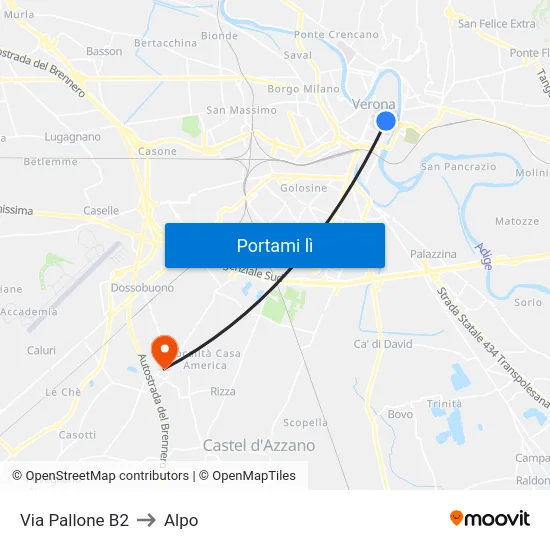 Via Pallone B2 to Alpo map