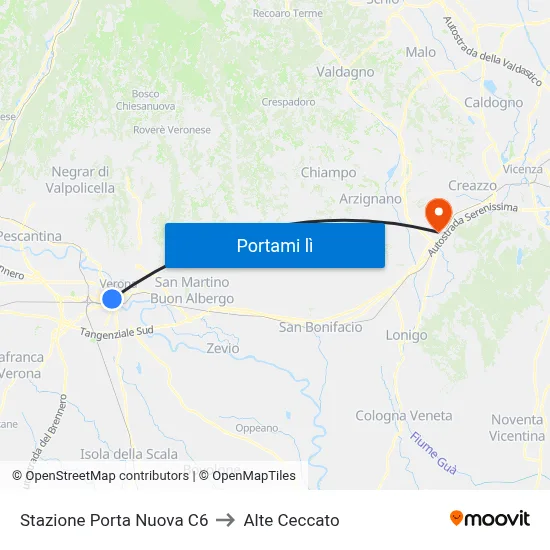 Stazione Porta Nuova C6 to Alte Ceccato map