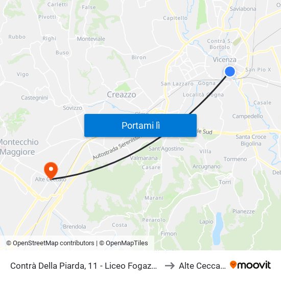 Contrà Della Piarda, 11 - Liceo Fogazzaro to Alte Ceccato map