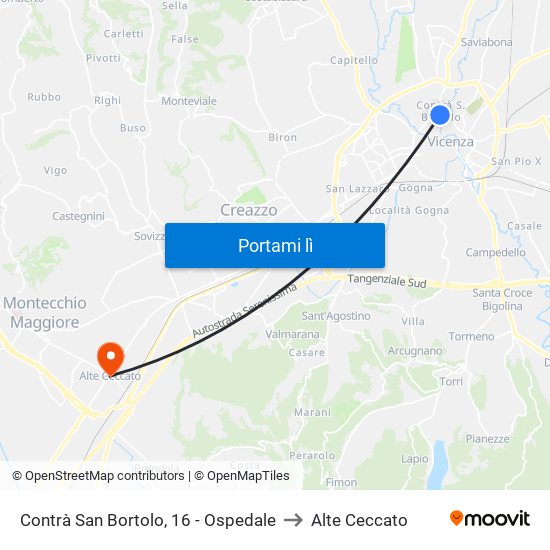 Contrà San Bortolo, 16 - Ospedale to Alte Ceccato map