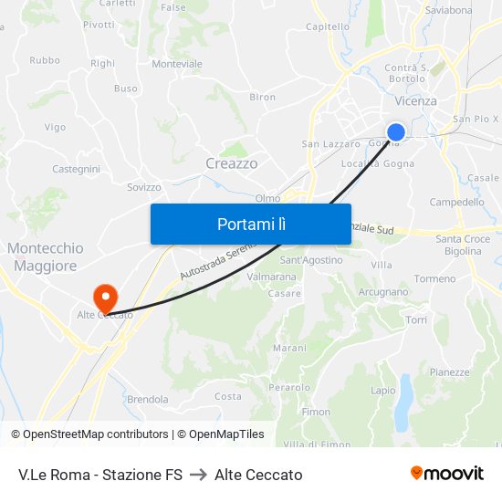 V.Le Roma - Stazione FS to Alte Ceccato map