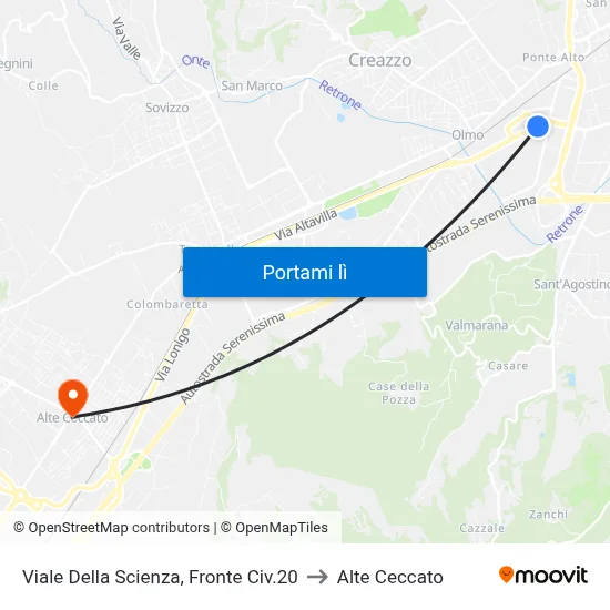 Viale Della Scienza, Fronte Civ.20 to Alte Ceccato map