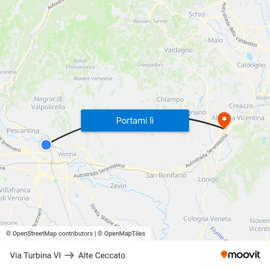 Via Turbina VI to Alte Ceccato map