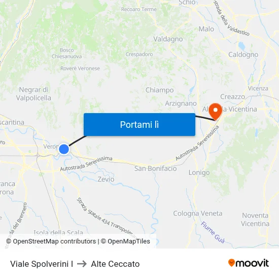 Viale Spolverini I to Alte Ceccato map