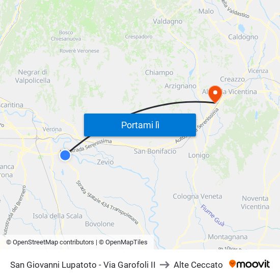San Giovanni Lupatoto - Via Garofoli II to Alte Ceccato map