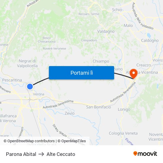 Parona Abital to Alte Ceccato map