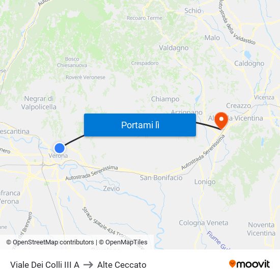 Viale Dei Colli III A to Alte Ceccato map