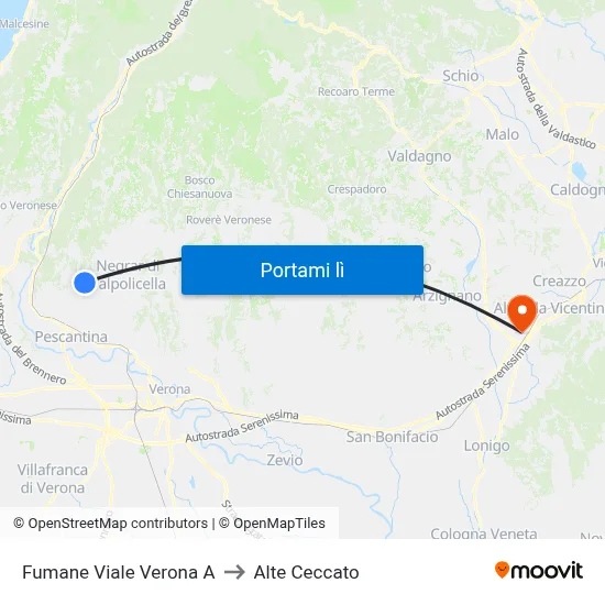 Fumane Viale Verona A to Alte Ceccato map