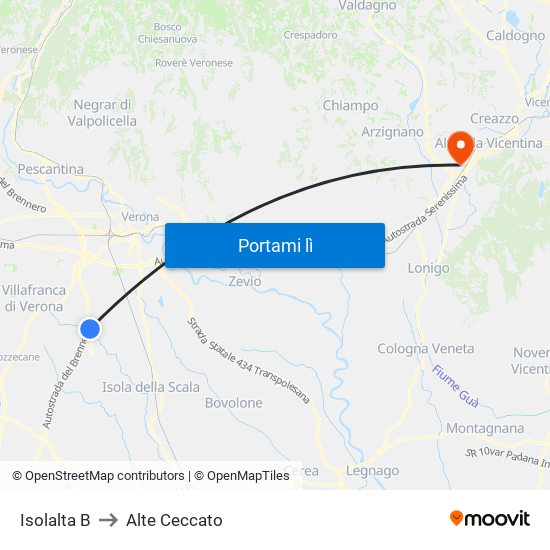 Isolalta B to Alte Ceccato map