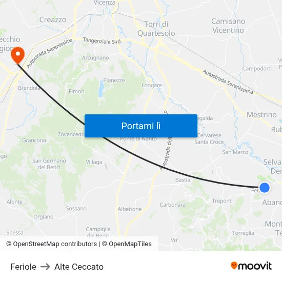 Feriole to Alte Ceccato map