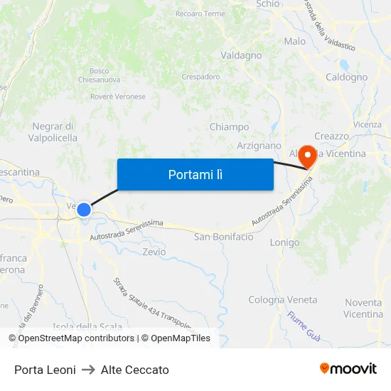 Porta Leoni to Alte Ceccato map