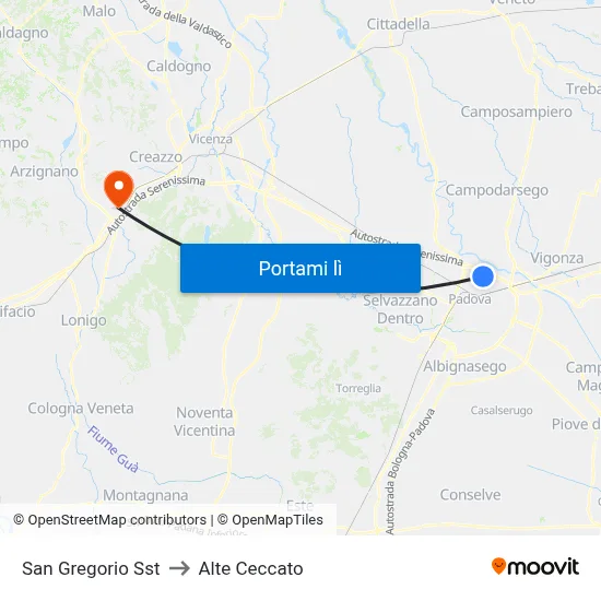 San Gregorio Sst to Alte Ceccato map