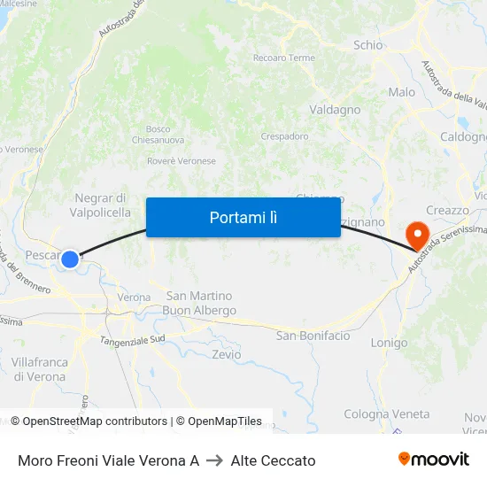 Moro Freoni Viale Verona A to Alte Ceccato map