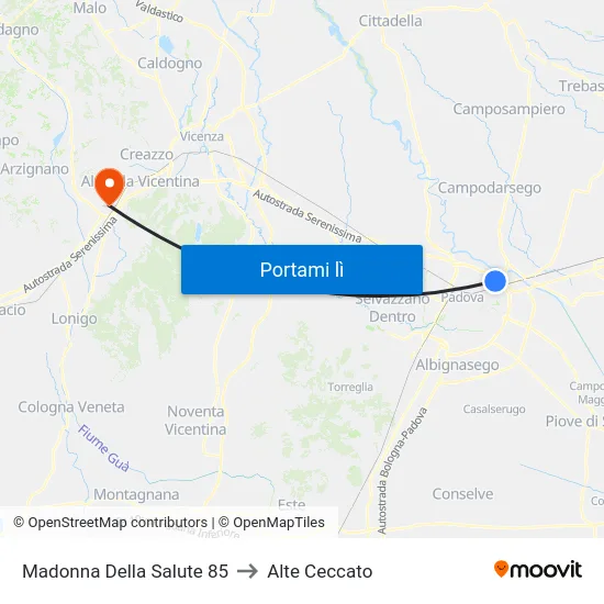 Madonna Della Salute 85 to Alte Ceccato map