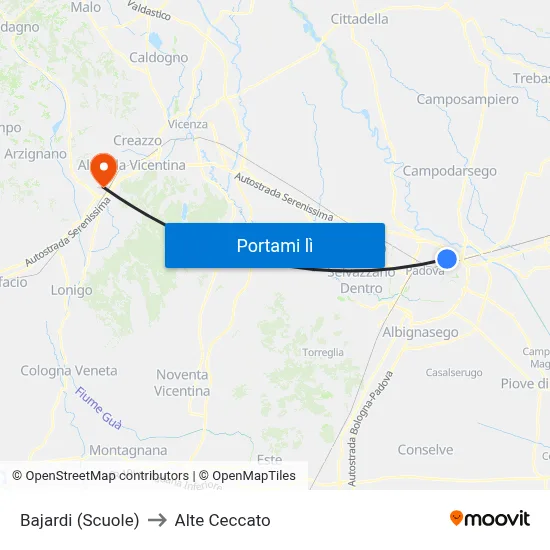 Bajardi (Scuole) to Alte Ceccato map