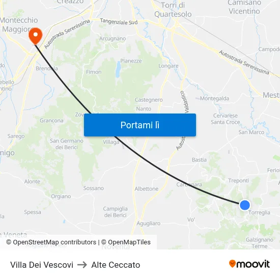 Villa Dei Vescovi to Alte Ceccato map