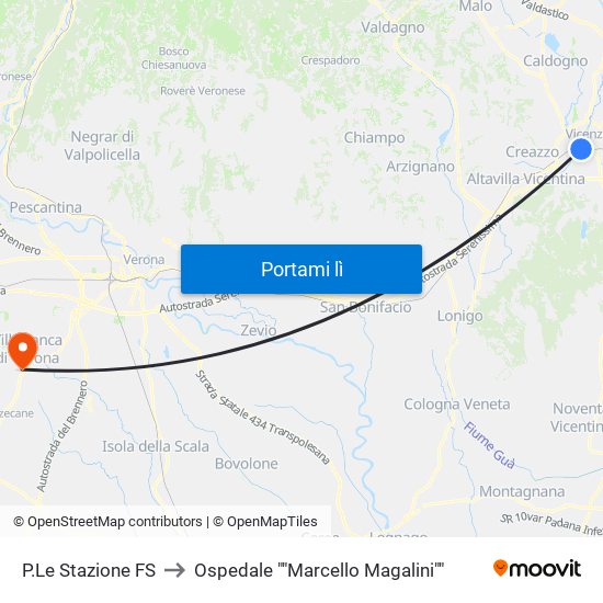 P.Le Stazione FS to Ospedale ""Marcello Magalini"" map