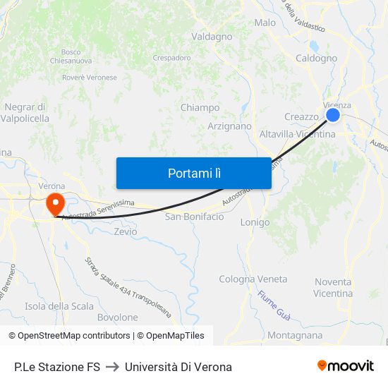 P.Le Stazione FS to Università Di Verona map