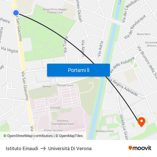 Istituto Einaudi to Università Di Verona map