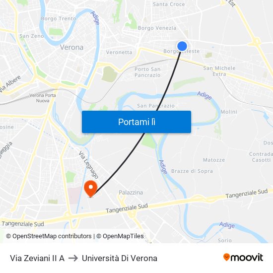 Via Zeviani II A to Università Di Verona map