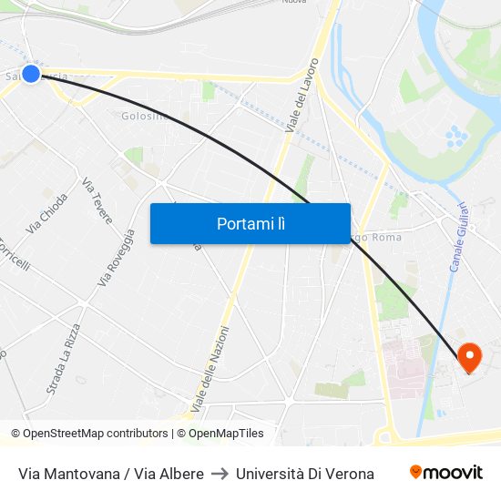 Via Mantovana / Via Albere to Università Di Verona map