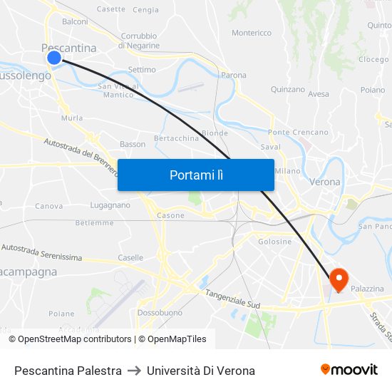 Pescantina Palestra to Università Di Verona map