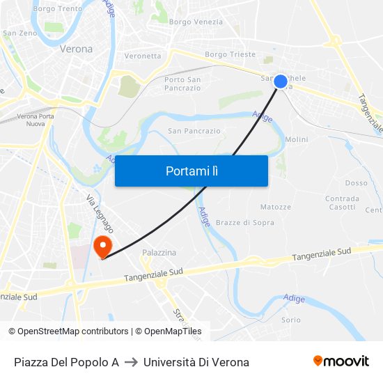 Piazza Del Popolo A to Università Di Verona map