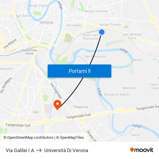 Via Galilei I A to Università Di Verona map