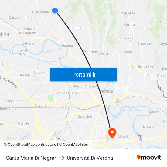 Santa Maria Di Negrar to Università Di Verona map