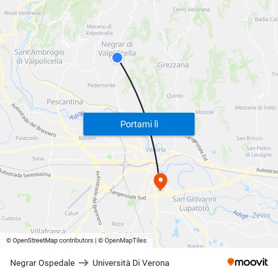 Negrar Ospedale to Università Di Verona map