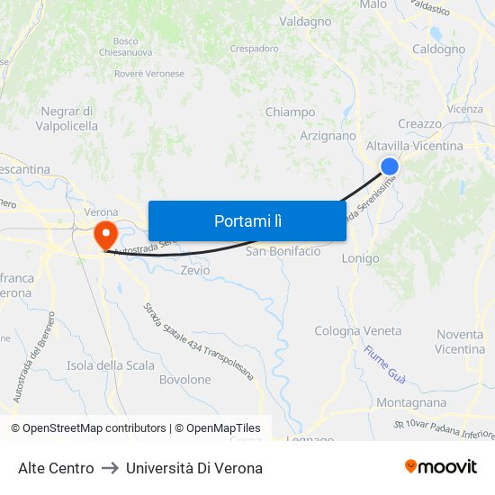 Alte Centro to Università Di Verona map