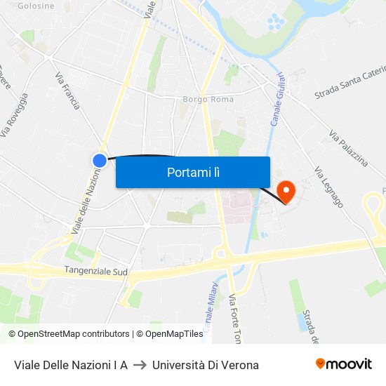 Viale Delle Nazioni I A to Università Di Verona map