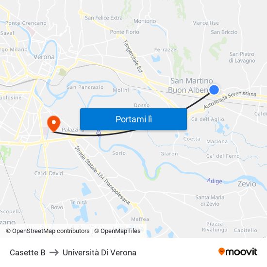 Casette B to Università Di Verona map