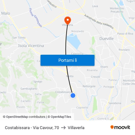 Costabissara - Via Cavour, 70 to Villaverla map