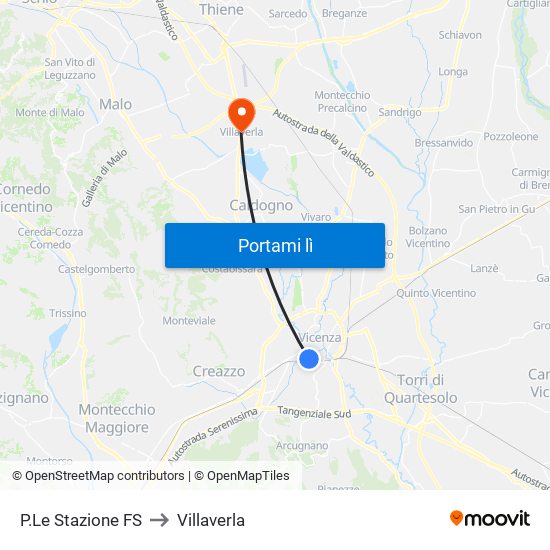 P.Le Stazione FS to Villaverla map