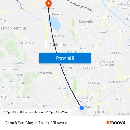 Contrà San Biagio, 76 to Villaverla map