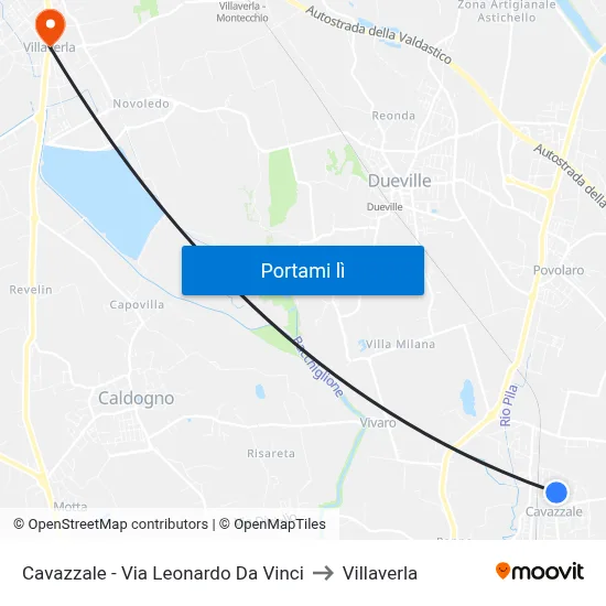 Cavazzale - Via Leonardo Da Vinci to Villaverla map