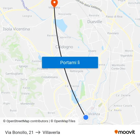 Via Bonollo, 21 to Villaverla map