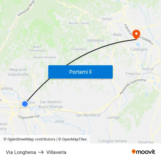 Via Longhena to Villaverla map