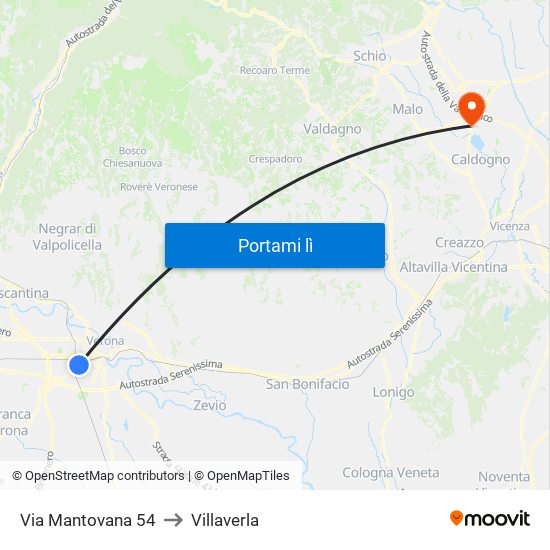 Via Mantovana / Santa Lucia B to Villaverla map