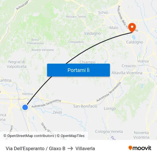Via Dell'Esperanto / Glaxo B to Villaverla map