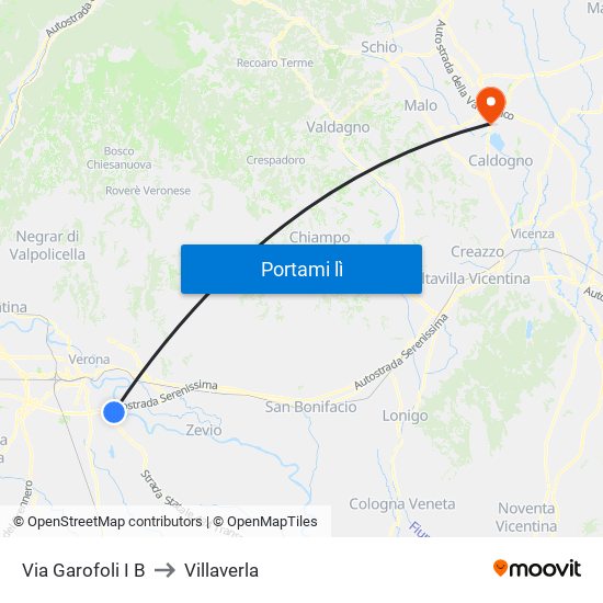 Via Garofoli I B to Villaverla map