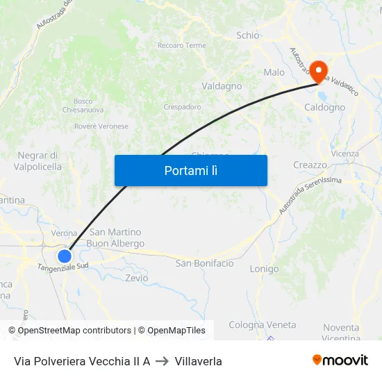 Via Polveriera Vecchia II A to Villaverla map