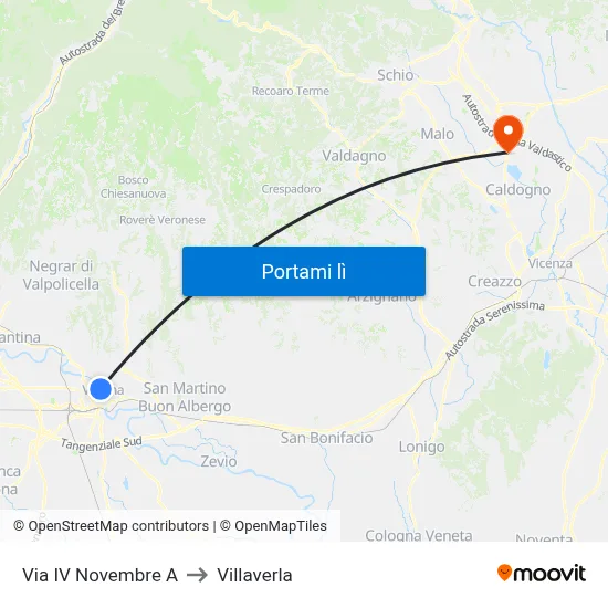Via IV Novembre A to Villaverla map