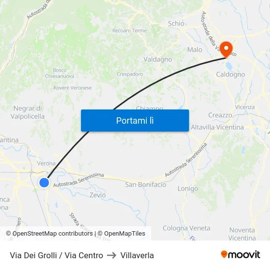 Via Dei Grolli / Via Centro to Villaverla map