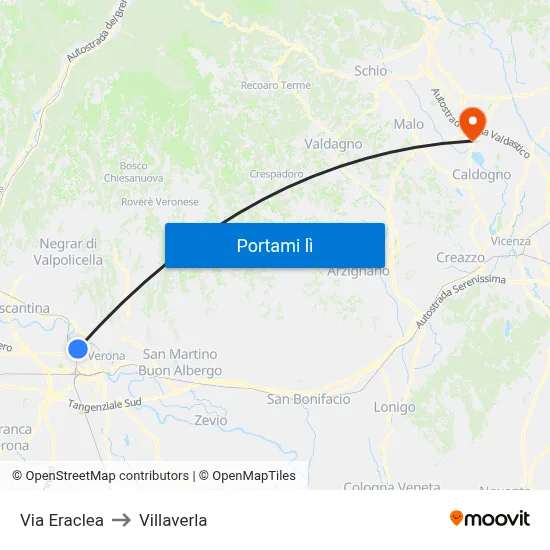 Via Eraclea to Villaverla map